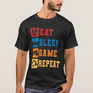 Camiseta Eat Sleep Game Repeat Gamer Gaming Nerd Geek