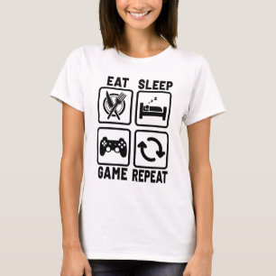 Camiseta Eat Sleep Game Repeat Gamer Gaming Nerd Geek