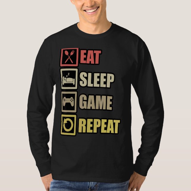 Camiseta Eat Sleep Game Repeat Gaming Controller Pc Compute (Anverso)