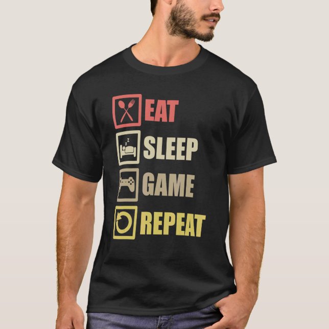 Camiseta Eat Sleep Game Repeat Gaming Controller Pc Compute (Anverso)
