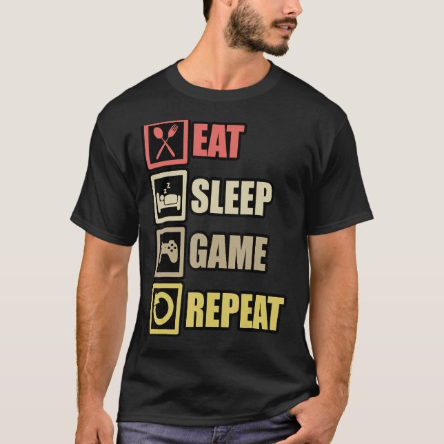 Camiseta Eat Sleep Game Repeat Gaming Controller Pc Compute (Anverso)