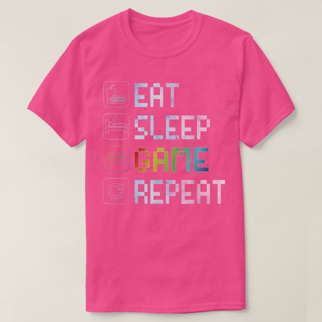 Camiseta Eat Sleep Game Repeat  RGB Effect  for Video Games (Diseño del anverso)