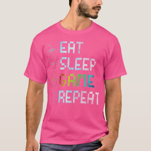 Camiseta Eat Sleep Game Repeat  RGB Effect  for Video Games