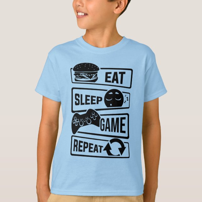 Camiseta Eat Sleep Game Repeat T-Shirt (Anverso)
