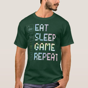 Camiseta Eat Sleep Game Repeat watercolor Effect Video Gam
