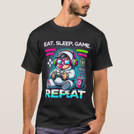 Camiseta Eat Sleep Game Repetir Guay Gamer Hoodie Style Tee