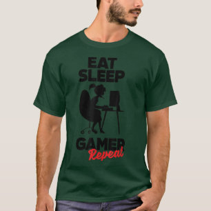 Camiseta Eat Sleep Gamer Repetir juego de video jugador Gam