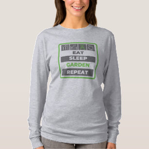 Camiseta Eat Sleep Garden Repeat - Long Sleeve Gardening