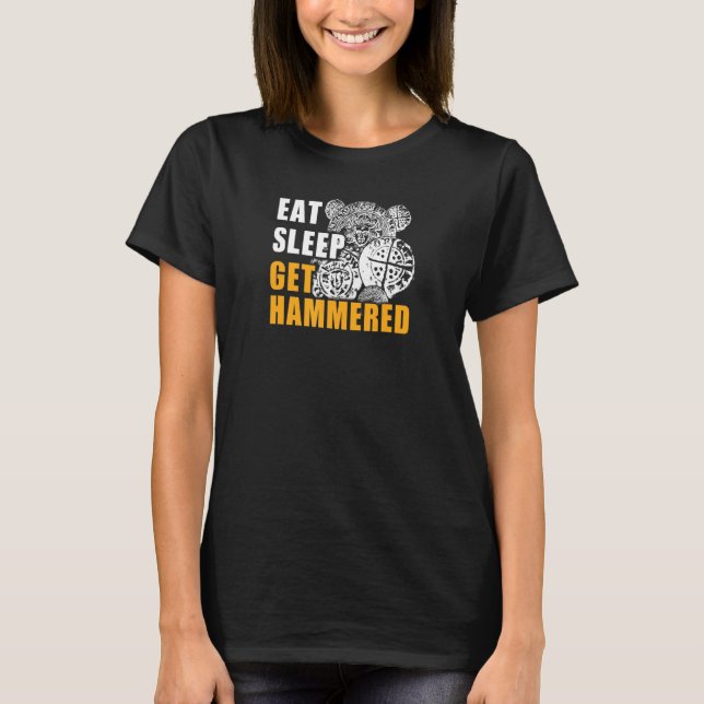 Camiseta Eat Sleep Get Hammered Metalizado Detector (Anverso)