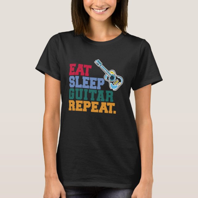 Camiseta Eat Sleep Guitar Repeat Guitar Player Guitarist (Anverso)
