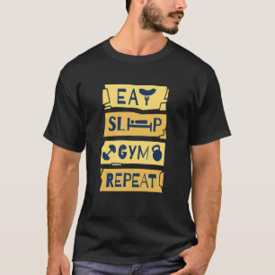 Camiseta EAT SLEEP GYM REPEAT fitness halterofilia