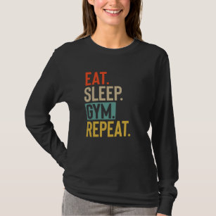 Camiseta Eat Sleep gym Repetir colores retro vintage