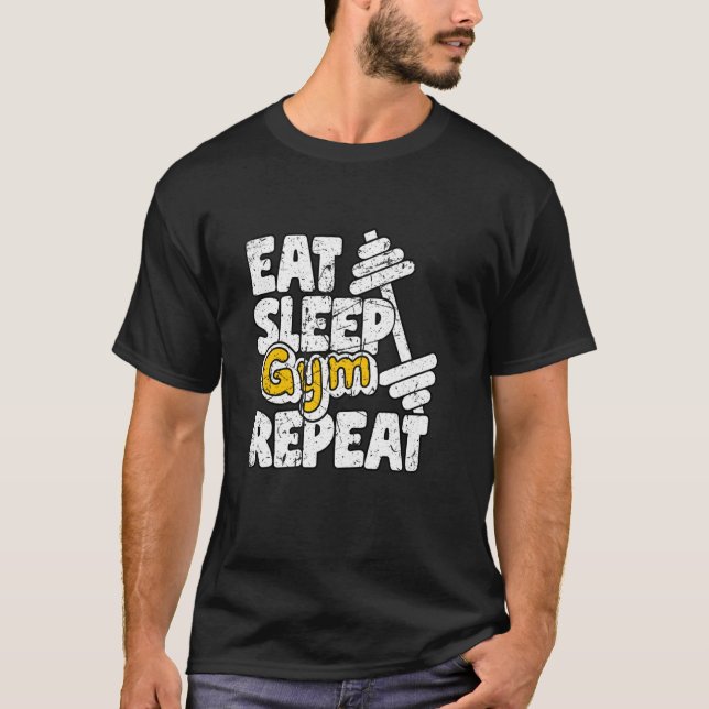 Camiseta Eat Sleep Gym Repetir el entrenamiento Trabajar Co (Anverso)