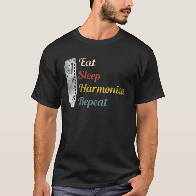 Camiseta Eat Sleep Harmonica Repeat Harmonica (Anverso)