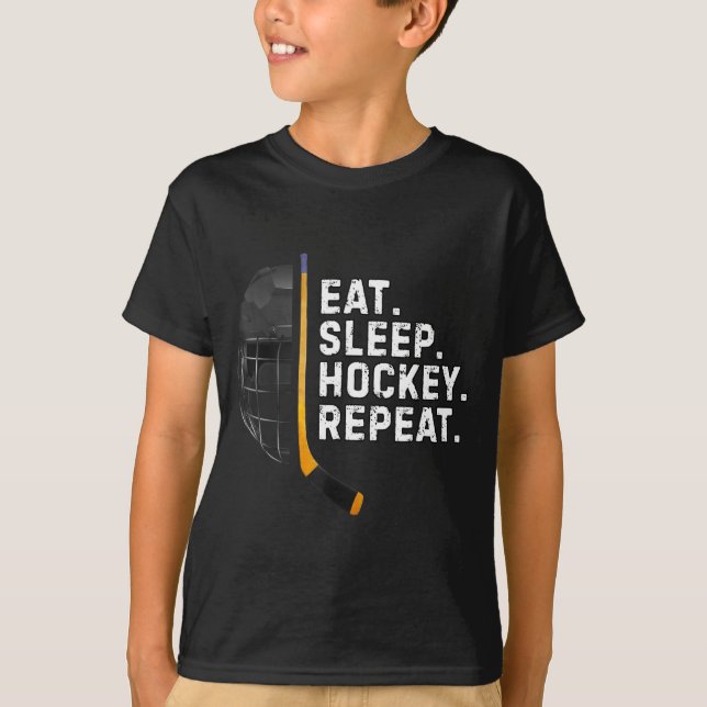 Camiseta Eat Sleep Hockey Repea Funny Cool Hockey Player  (Anverso)