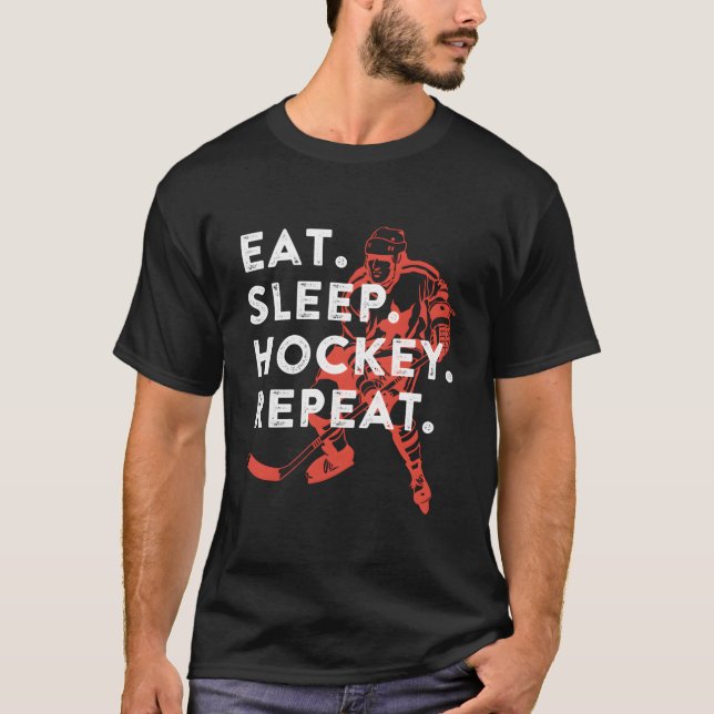 Camiseta Eat Sleep Hockey Repeat (Anverso)