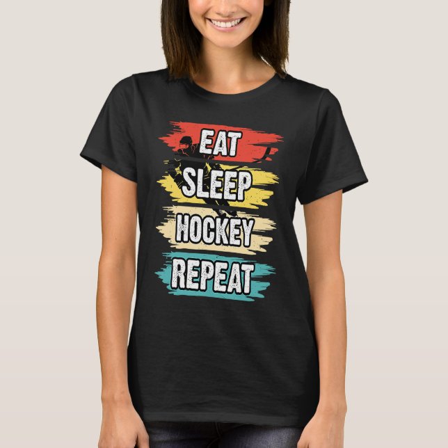Camiseta Eat Sleep Hockey Repeat Funny Ice Hockey Frisbee L (Anverso)