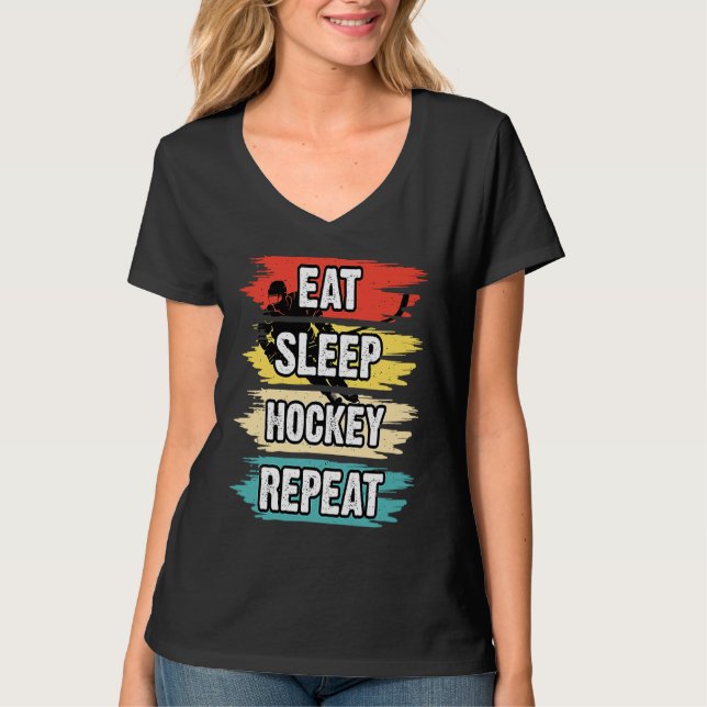 Camiseta Eat Sleep Hockey Repeat Funny Ice Hockey Frisbee L (Anverso)