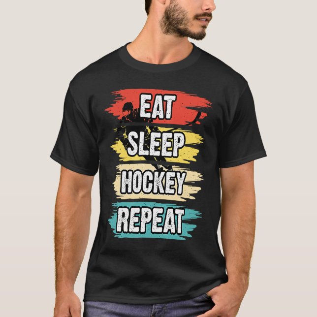 Camiseta Eat Sleep Hockey Repeat Funny Ice Hockey Frisbee L (Anverso)