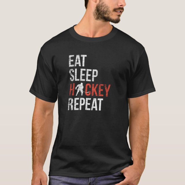 Camiseta Eat Sleep Hockey Repeat Gift For Youth (Anverso)
