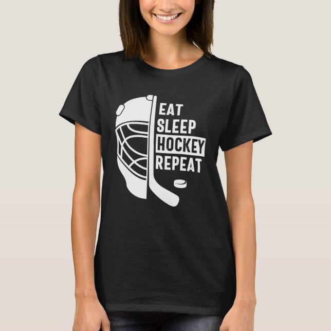 Camiseta Eat Sleep Hockey Repeat Hockey Player Coach Hockey (Anverso)