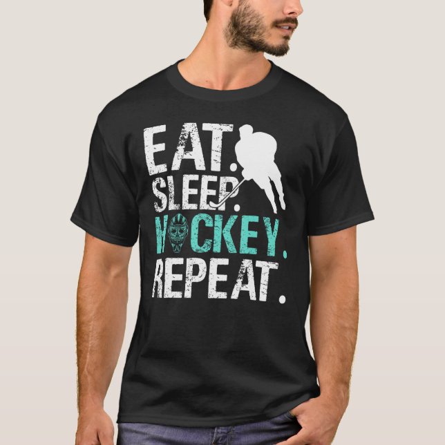Camiseta Eat Sleep Hockey Repeat Ice Hockey (Anverso)