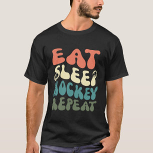 Camiseta Eat Sleep Hockey Repetir divertida cosecha retro v