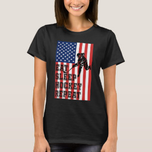 Camiseta Eat Sleep Hockey Repetirnos la bandera