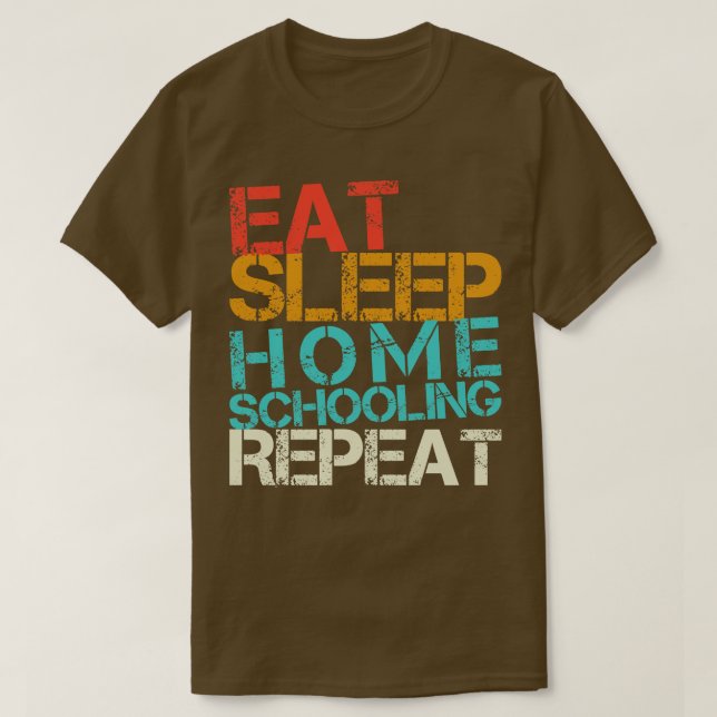 Camiseta Eat Sleep Home Schooling Retro Maestra Stud (Diseño del anverso)