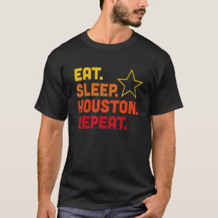 Camiseta Eat Sleep Houston Repetir el beisbol gráfico Love 
