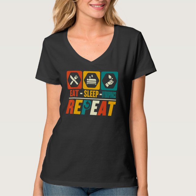 Camiseta Eat Sleep Hydroponics Repetir Horticulturista Gard (Anverso)