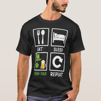 Camiseta Eat Sleep Irish Folk Repeat St Patrick's Day