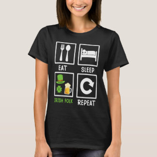 Camiseta Eat Sleep Irish Folk Repeat St Patrick's Day