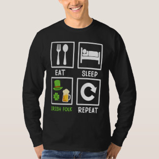 Camiseta Eat Sleep Irish Folk Repeat St Patrick's Day