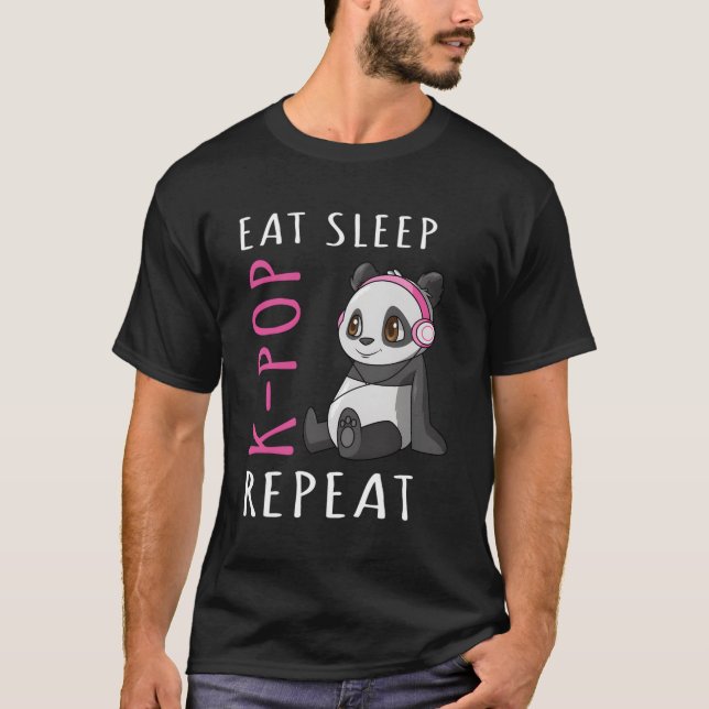 Camiseta Eat Sleep K-Pop Repeat Panda (Anverso)