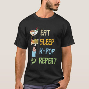 Camiseta Eat Sleep K-Pop Repetir música pop coreana South K