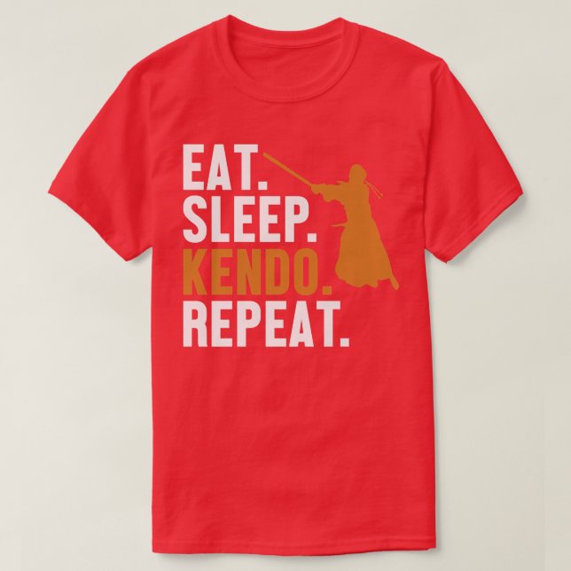 Camiseta Eat Sleep Kendo Repetir Kata Kenjusu Shinai Samura (Diseño del anverso)