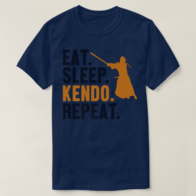 Camiseta Eat Sleep Kendo Repetir Kata Kenjusu Shinai Samura (Diseño del anverso)