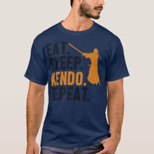 Camiseta Eat Sleep Kendo Repetir Kata Kenjusu Shinai Samura