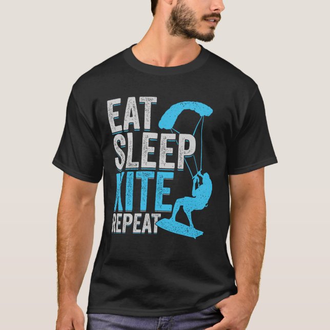 Camiseta Eat Sleep Kite Repeat Kitesurfing Kitesurfer Gift (Anverso)