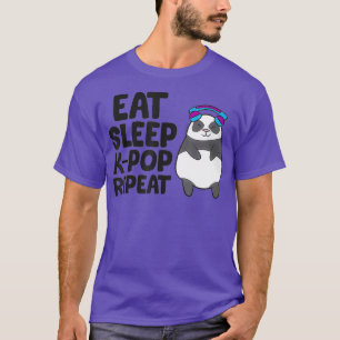 Camiseta Eat Sleep KPop Repetir música pop divertida Panda 