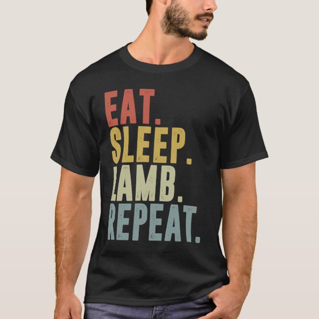 Camiseta Eat Sleep Lamb Repeat  Lambing (Anverso)