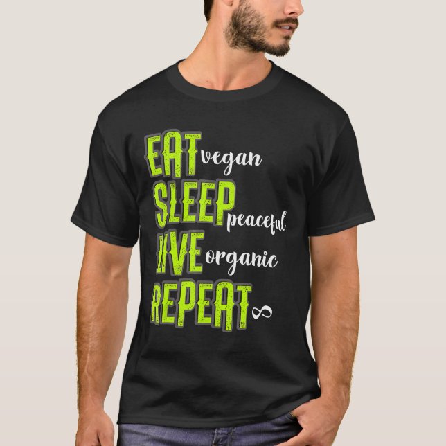 Camiseta Eat Sleep Live Vegan Shirt Vegetarian Ideas de Reg (Anverso)