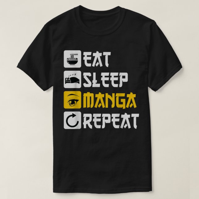 Camiseta Eat Sleep Manga Repetir el anime Japón diciendo Co (Diseño del anverso)