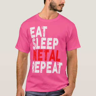 Camiseta Eat Sleep Metalizado Repeat Heavy Rock Rave Tee