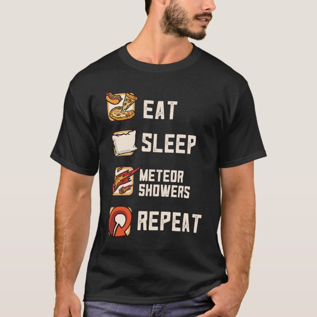 Camiseta Eat Sleep Meteor Showers Repeat Rock Asteroid (Anverso)