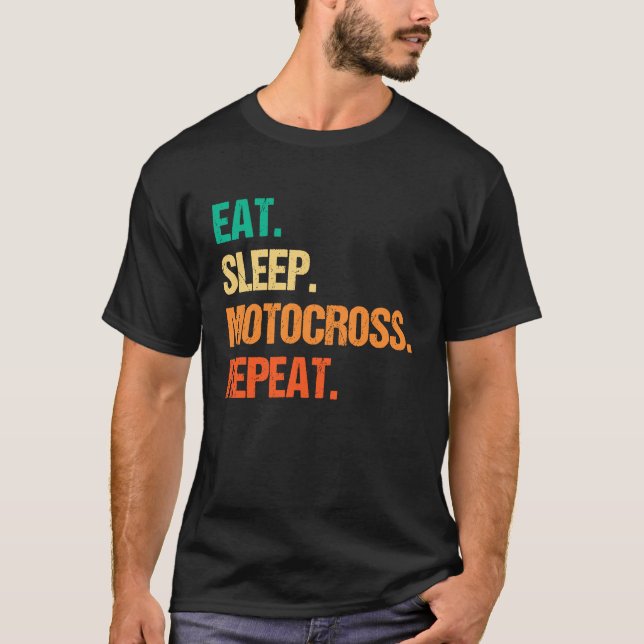 Camiseta Eat Sleep Motocross Repeat Dirt Bker Motorcycle En (Anverso)