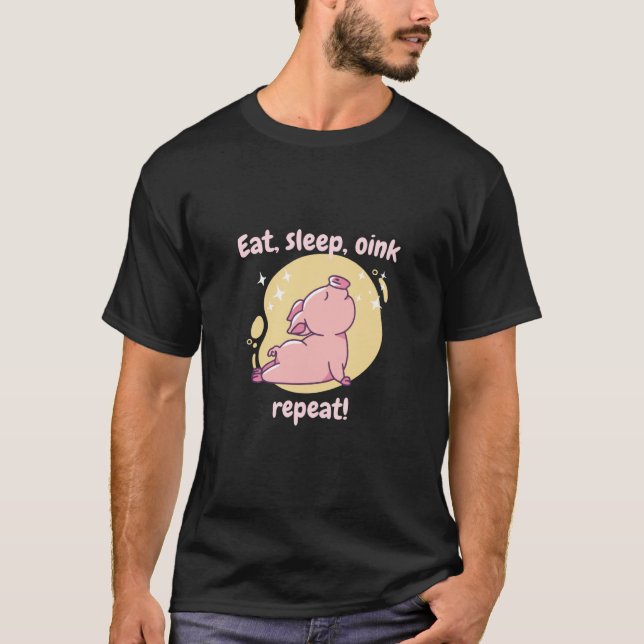 Camiseta Eat Sleep Oink Repeat Retro Cute Pig Present (Anverso)