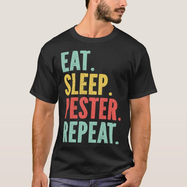 Camiseta Eat Sleep Pester Repeat s Retro s Pestering Kids (Anverso)