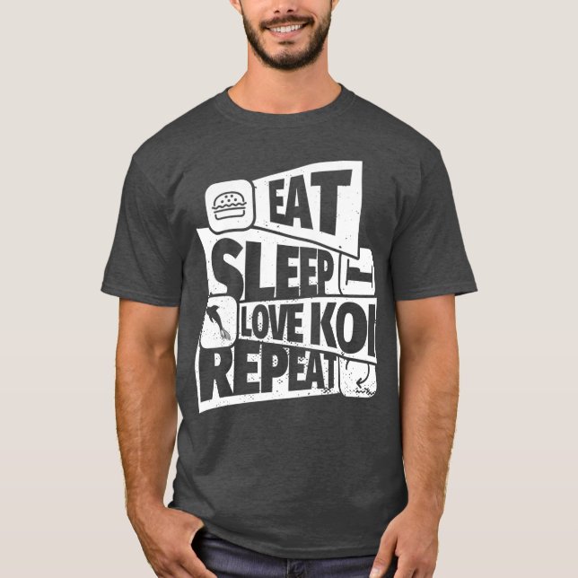 Camiseta EAT SLEEP pez koi REPEAT Funny koi fish Funny Funn (Anverso)